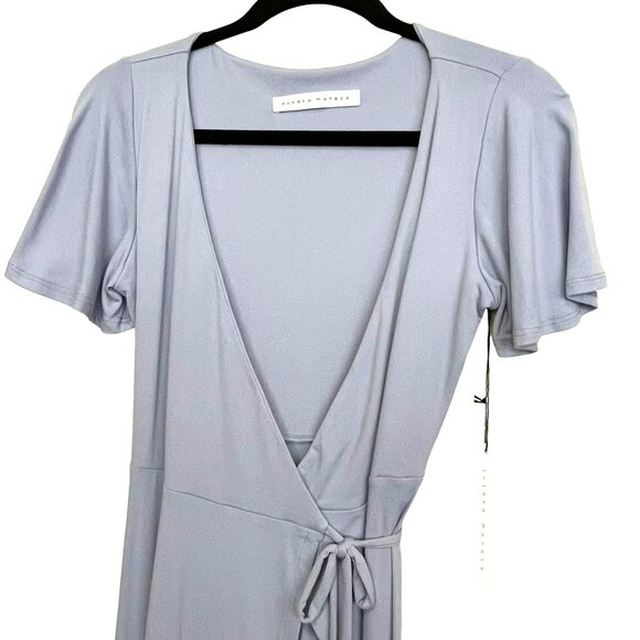 Susana Monaco Dress Sweet Lavender Flutter Sleeve Wrap Midi NWT - Picture 2 of 7